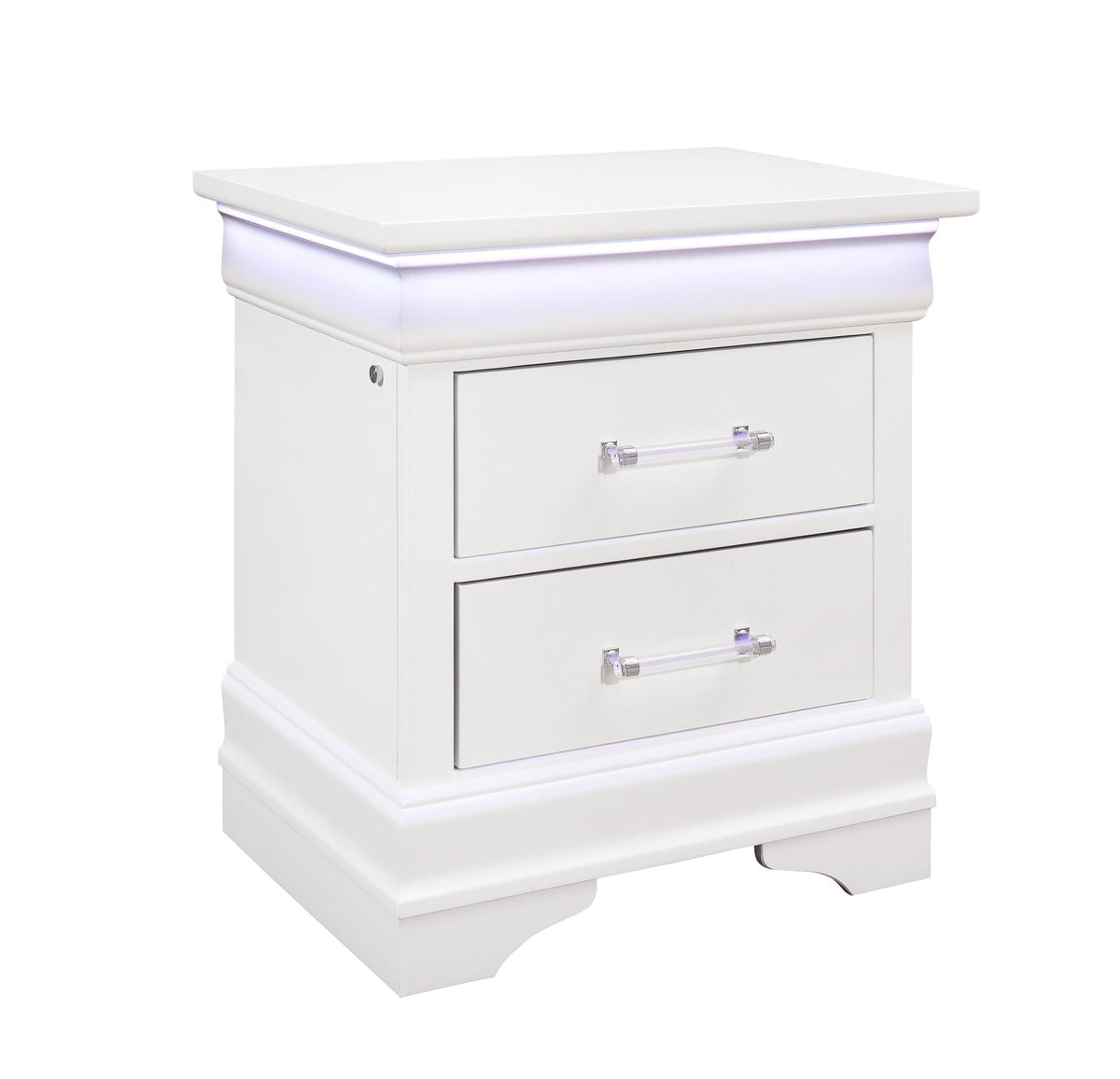 CHARLSTON WHITE NIGHTSTAND WITH LED