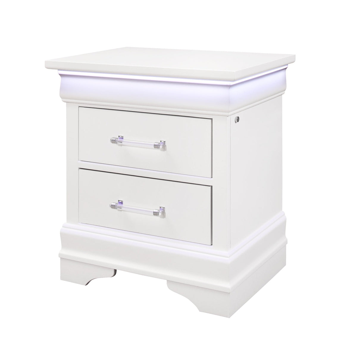 CHARLSTON WHITE NIGHTSTAND WITH LED