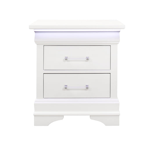 CHARLSTON WHITE NIGHTSTAND WITH LED