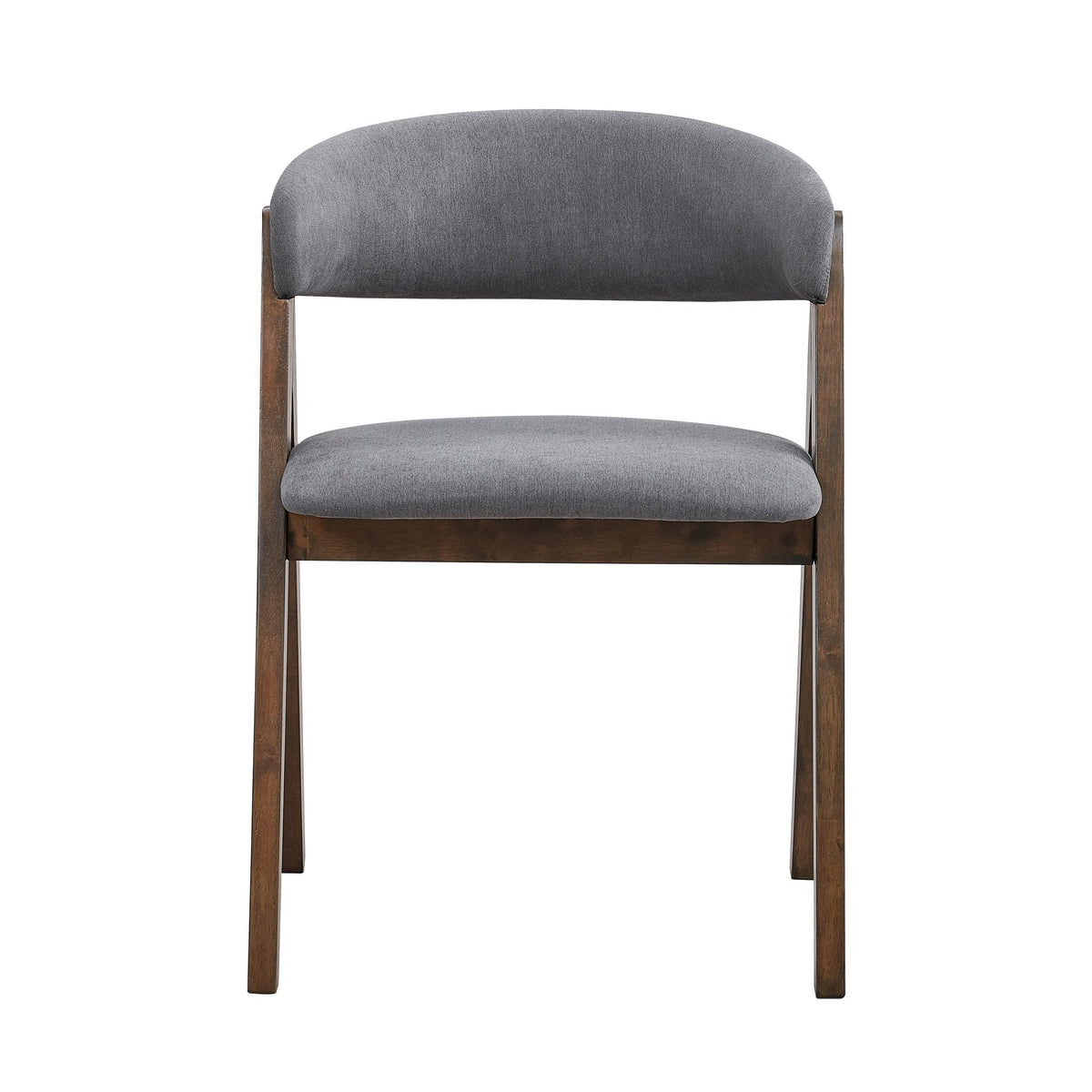 Walnut Finish Side Chairs Set of 2, Upholstered Seat and Back Wooden Modern Dining Furniture