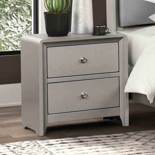 Champagne Finish 1pc Nightstand Nickle Finish Hardware Central Metal Glide English Dovetail Drawer Contemporary Bedroom Furniture