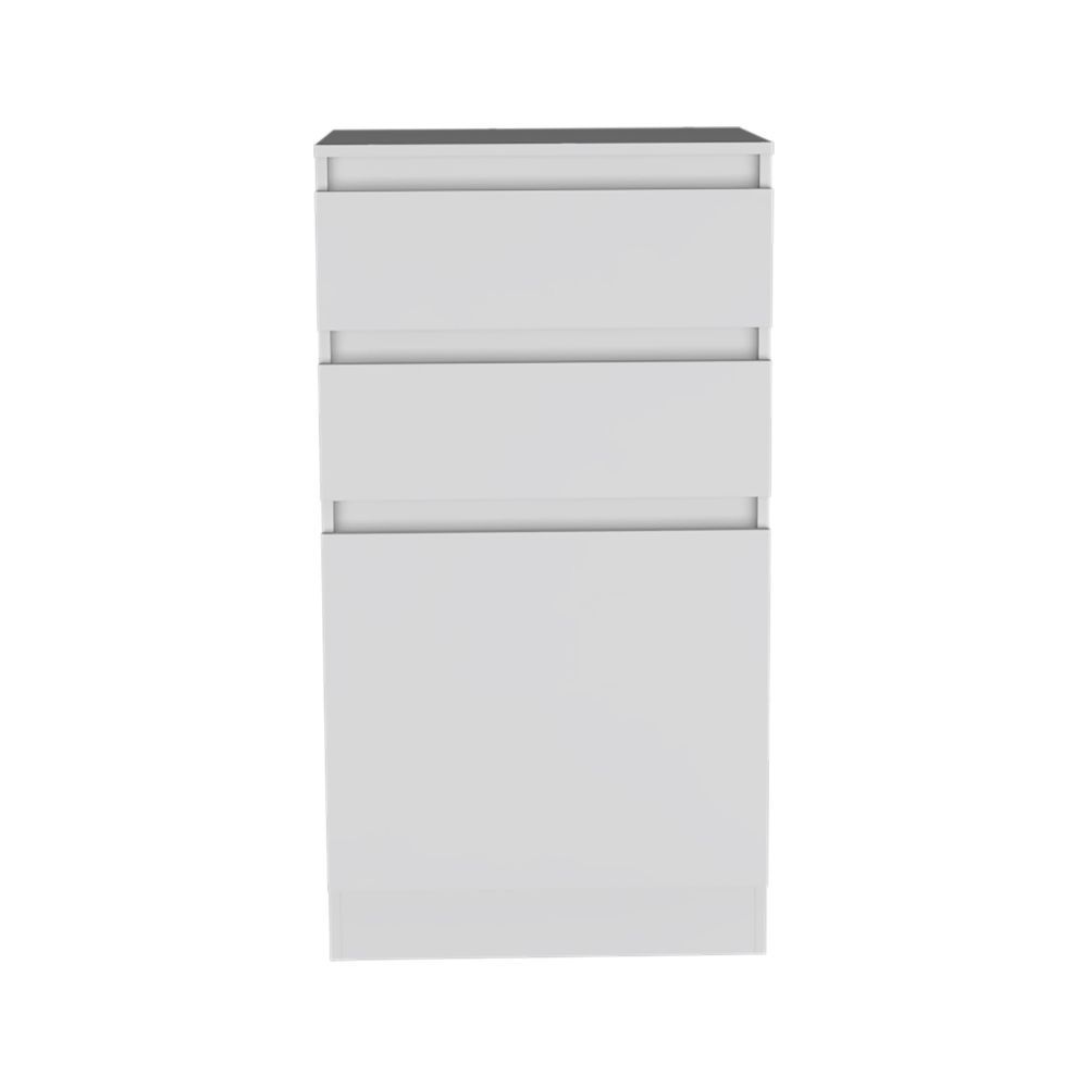Dresser 43"H, Jewelry Box, Mirror, Single Door Cabinet, Two Drawers, White