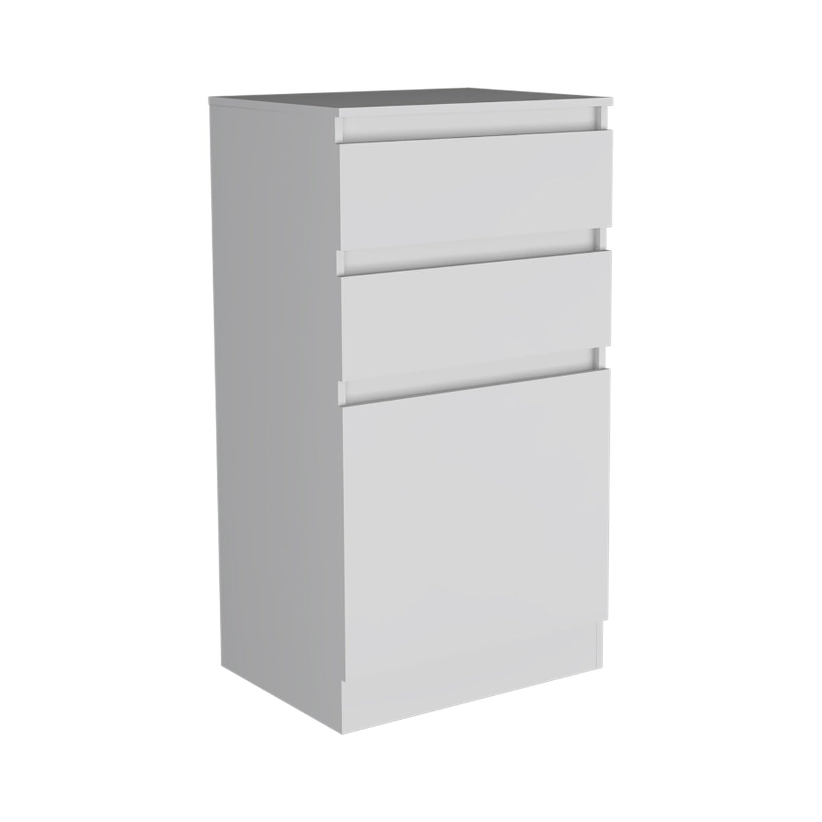 Dresser 43"H, Jewelry Box, Mirror, Single Door Cabinet, Two Drawers, White