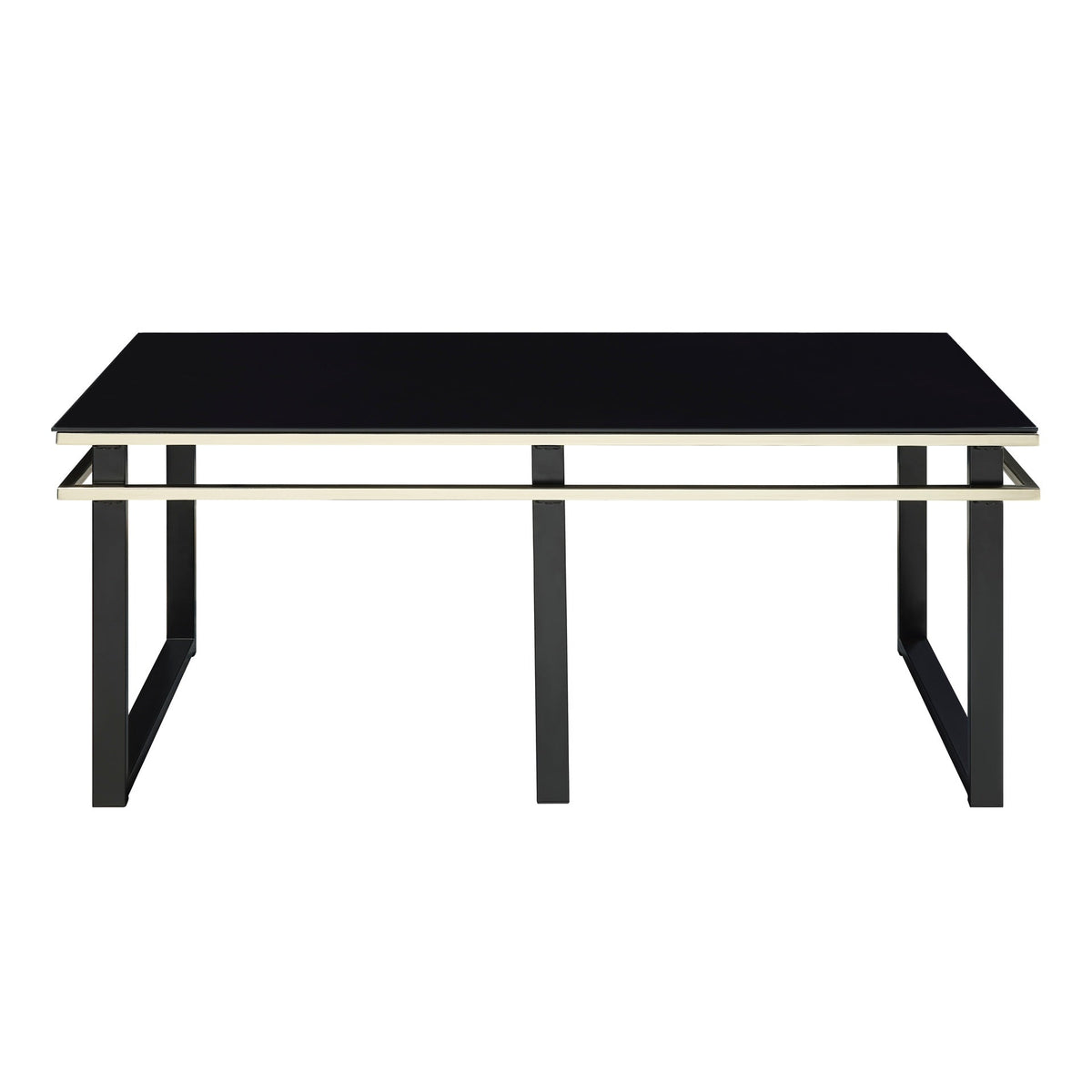 Black Coffee Table and End Tables Set Occasional 3pc Tables Tempered Glass Top Metal Frame Modern Living Room Furniture