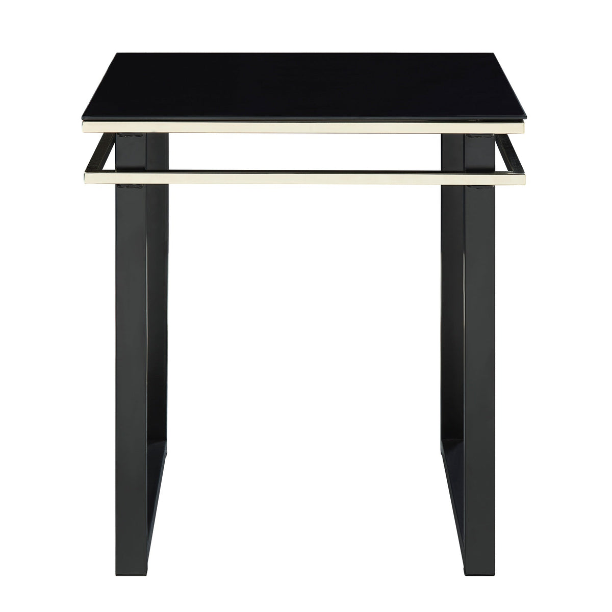Black Coffee Table and End Tables Set Occasional 3pc Tables Tempered Glass Top Metal Frame Modern Living Room Furniture