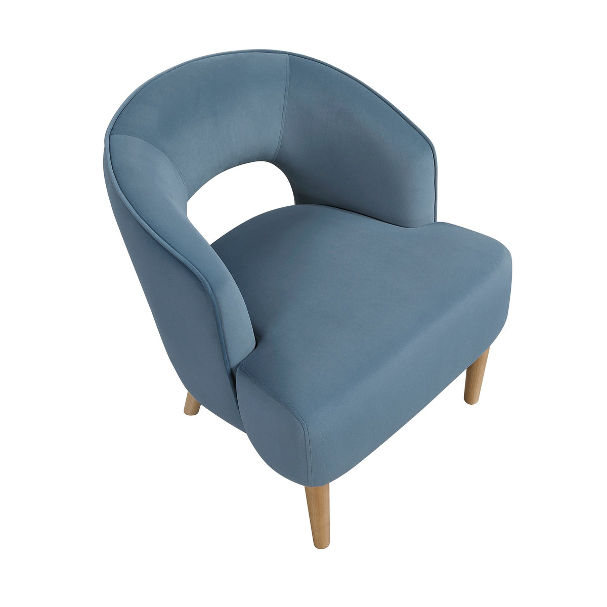 Luxury Home Unique Style Accent Chair Blue Velvet Plush Seat Solid Wood Legs Contemporary Living Room Furniture 1pc