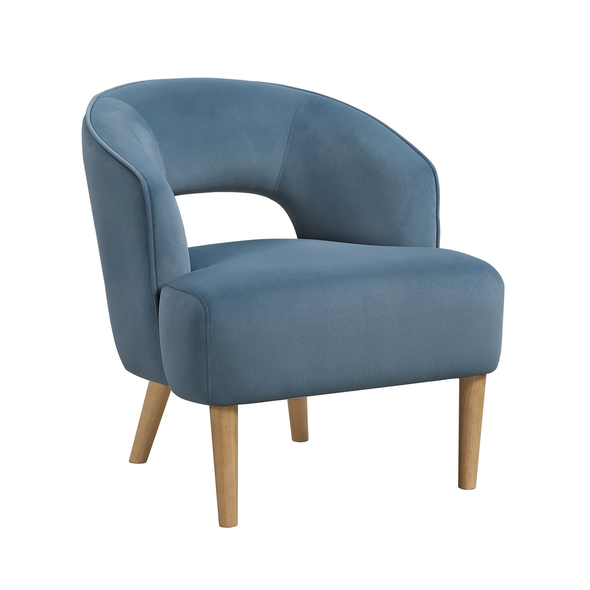 Luxury Home Unique Style Accent Chair Blue Velvet Plush Seat Solid Wood Legs Contemporary Living Room Furniture 1pc