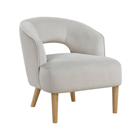 Luxury Home Unique Style Accent Chair Gray Velvet Plush Seat Solid Wood Legs Contemporary Living Room Furniture 1pc