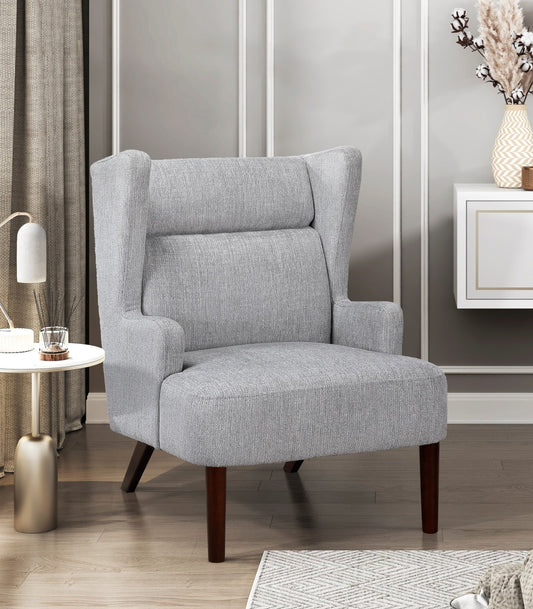 Contemporary Grey Wingback Accent Chair Chenille Upholstery Plywood Frame Living Room Furniture 1pc