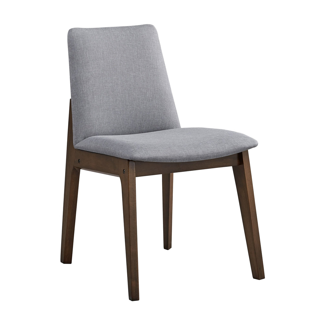 Walnut Finish Side Chairs Set of 2, Gray Fabric Upholstery Seat and Back Wooden Kitchen Casual Dining Furniture