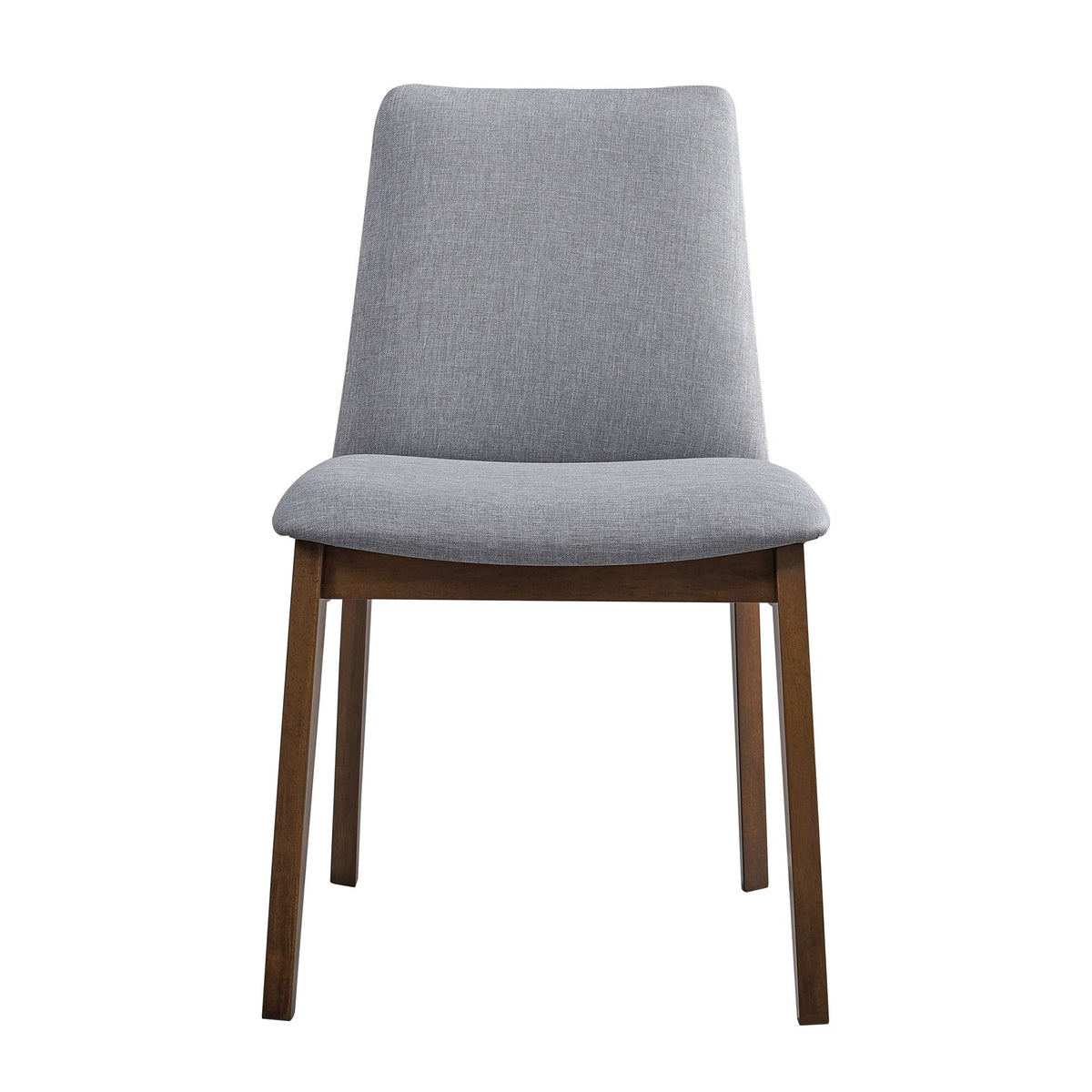 Walnut Finish Side Chairs Set of 2, Gray Fabric Upholstery Seat and Back Wooden Kitchen Casual Dining Furniture
