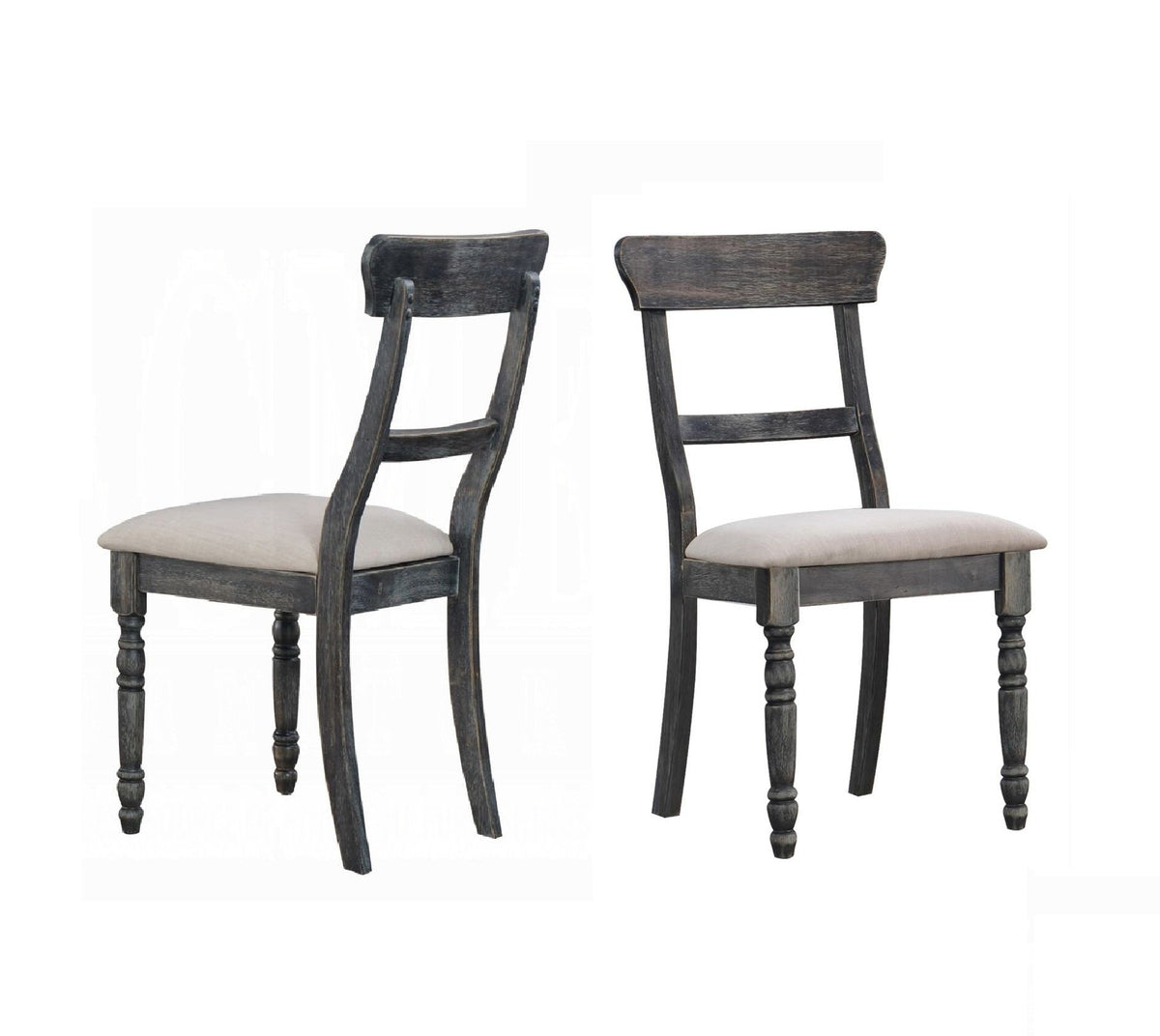 Rustic Style Gray Finish Dining Side Chairs Set of 2pcs Light Brown Upholstered Seat Wooden Dining Furniture