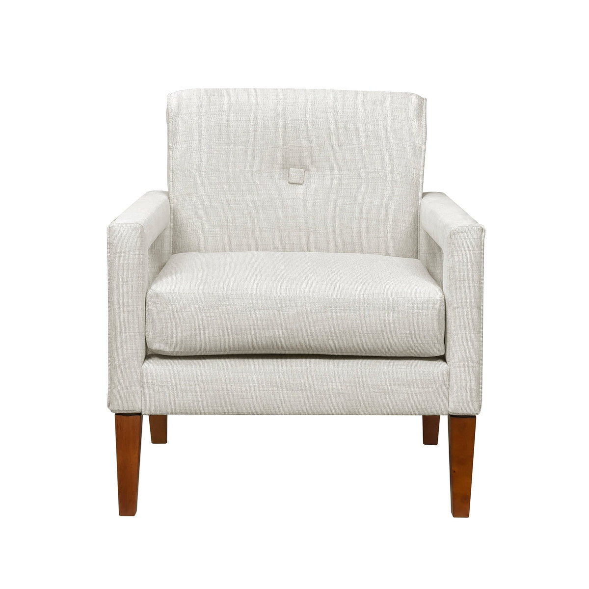 Modern Living Room Chair Beige Chenille Upholstery Pocket Coils Solid Wood Legs Furniture 1pc Armchair