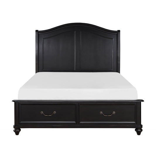 Charcoal Brown Finish Traditional Bedroom Furniture 1pc Queen Platform Bed with Storage Drawers Classic Design