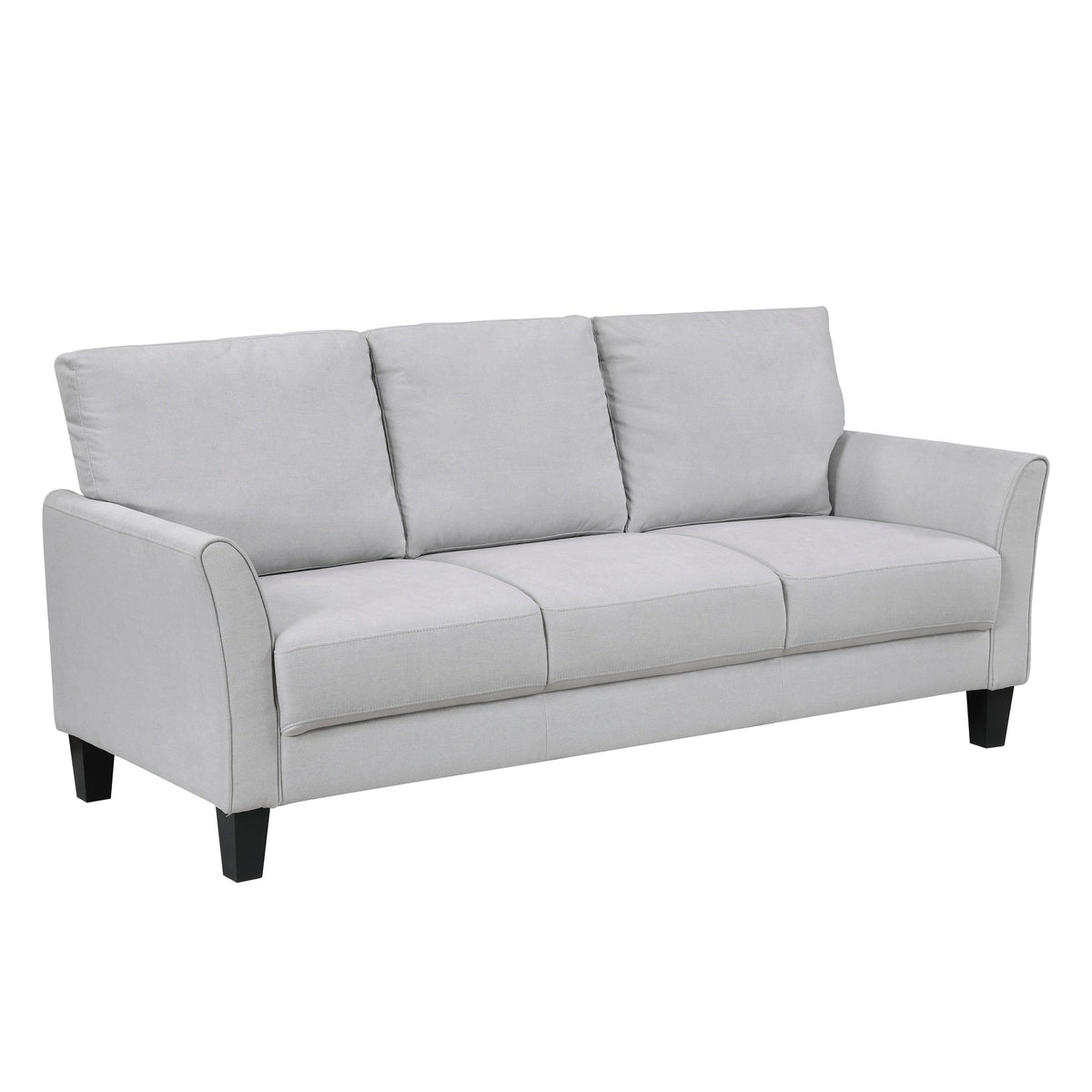Modern Contemporary Upholstered Sofa Gray Plush Seat Comfort Durable Solid Wood Living Room Furniture 3-Seater Couch 1pc