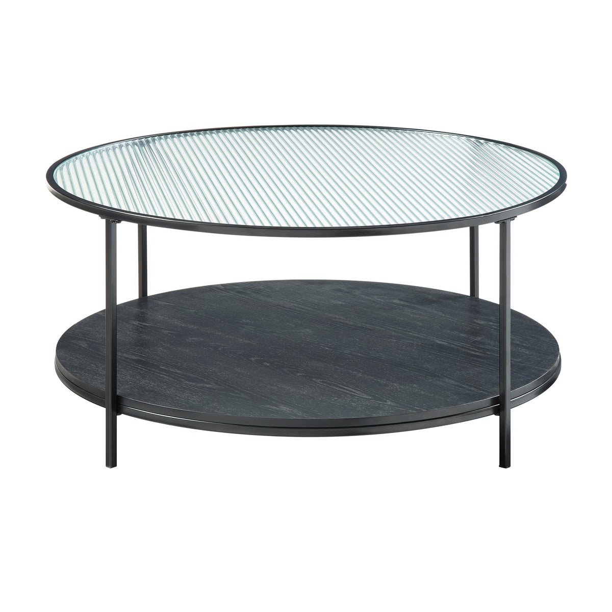 2pc Modern Occasional Table Set Coffee Table Glass Top End Table Black Metal Finish Living Room Furniture