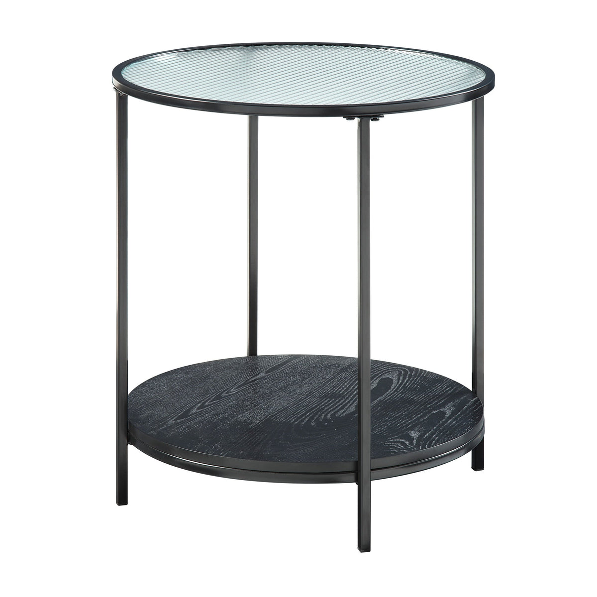 2pc Modern Occasional Table Set Coffee Table Glass Top End Table Black Metal Finish Living Room Furniture