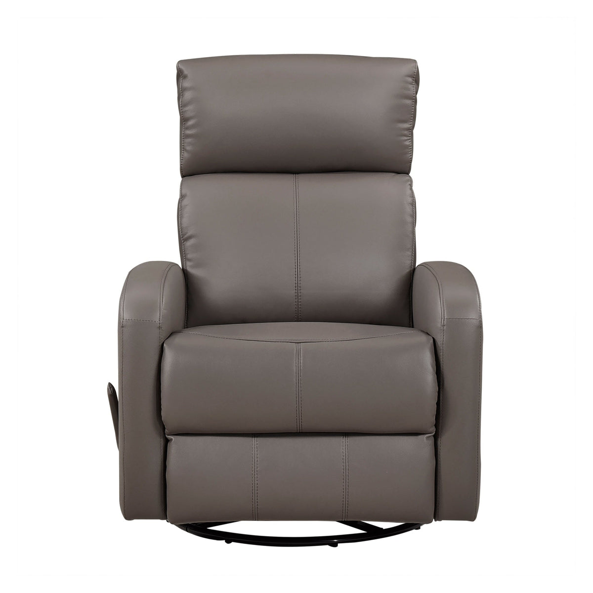 1pc Glider Recliner Chair with Swivel Motion Mocha Leather Upholstery Luxury Comfort Solid Wood Living Room Furniture