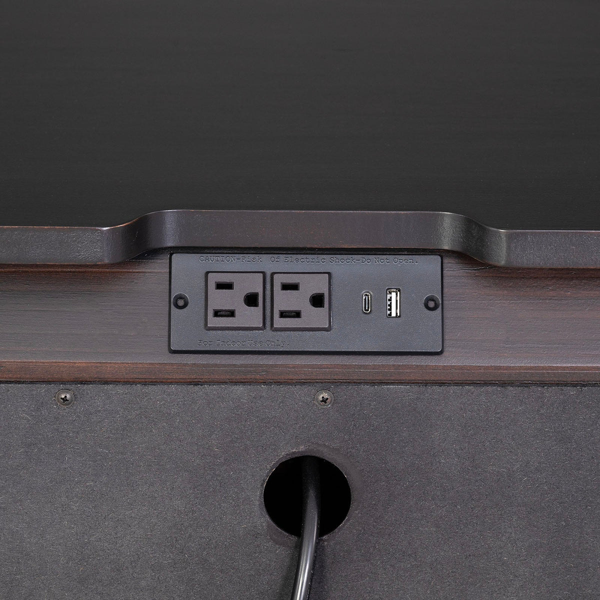 Mid-Century Modern Style 1pc Nightstand Silver Capped Legs Round Knobs USB Charging Port Black Finish Bedroom Furniture