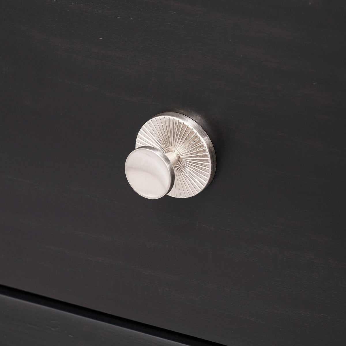 Mid-Century Modern Style 1pc Nightstand Silver Capped Legs Round Knobs USB Charging Port Black Finish Bedroom Furniture