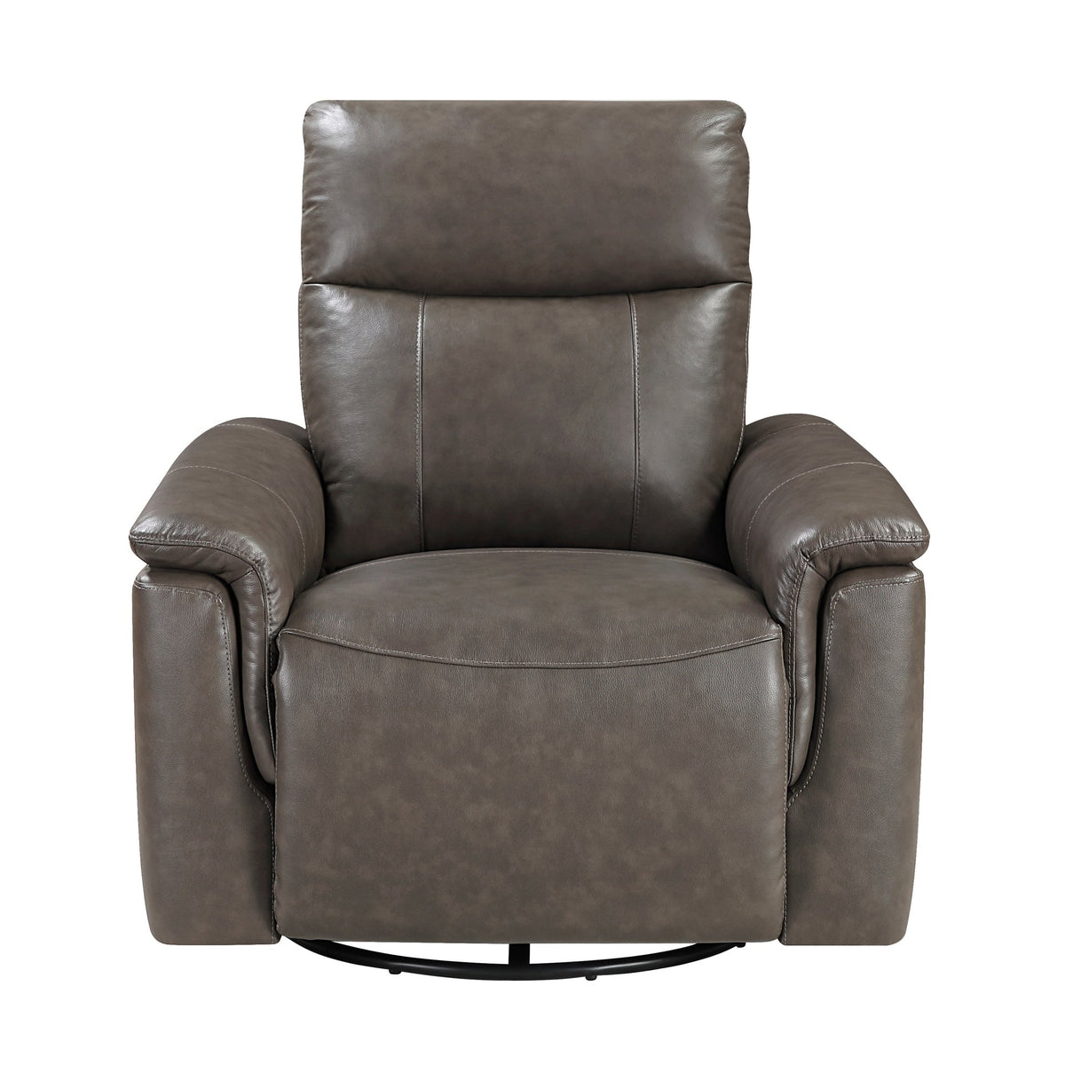 Luxury Comfort Premium Leather Recliner 1pc Dark Brown Upholstery Gentle Gliding Swivel Motion Living Room Furniture