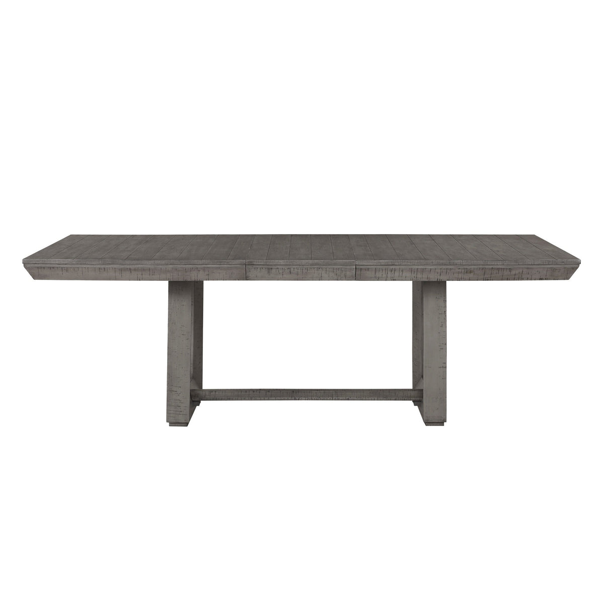 Rustic Design Dining Table 7pc Set Gray Finish Table w Extension leaf and 6x Fabric Upholstered Side Chairs Modern Dining Room Furniture