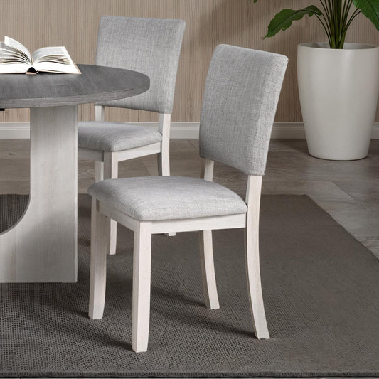 Transitional Style 4pc Side Chair Upholstered Fabric Gray Finish Dining Room