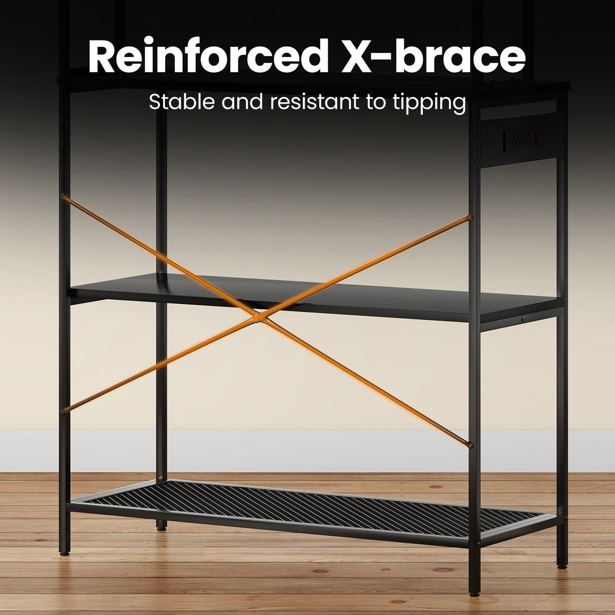 Large 5-Tier Bakers Rack with Electrical Outlets, 39 Inch Microwave Stand & Coffee Bar, Kitchen Storage Shelf for Home, Counter Space Organizer