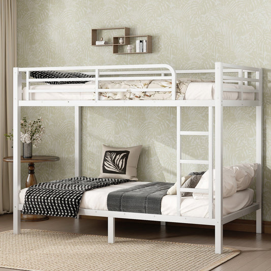 Metal Twin XL over Twin XL Bunk Bed for Teens and Adults,Space-Saving/Noise Reduced/No Box Spring Needed,White