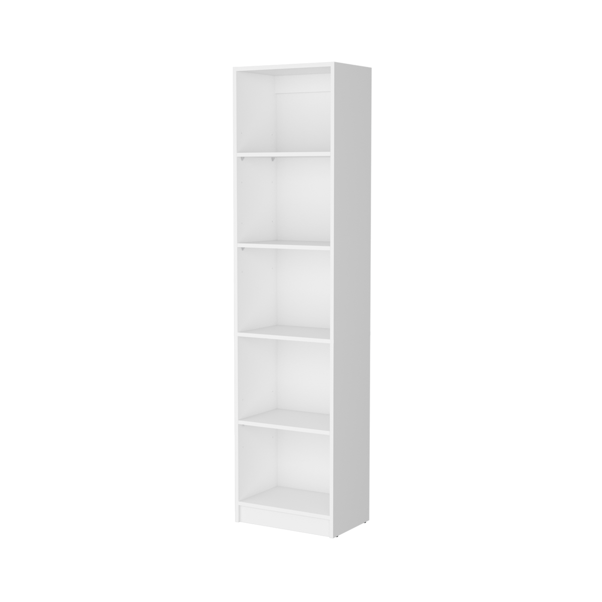 White 5-Shelf Slim Bookcase