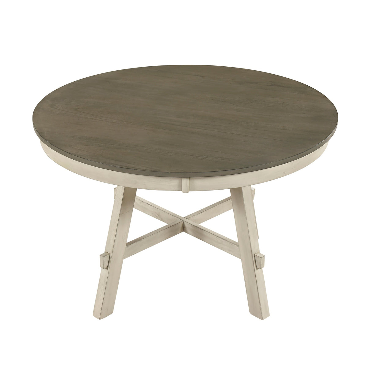 Rustic Antique White and Gray Finish 1pc Round Dining Table Farmhouse Contemporary Wooden Furniture