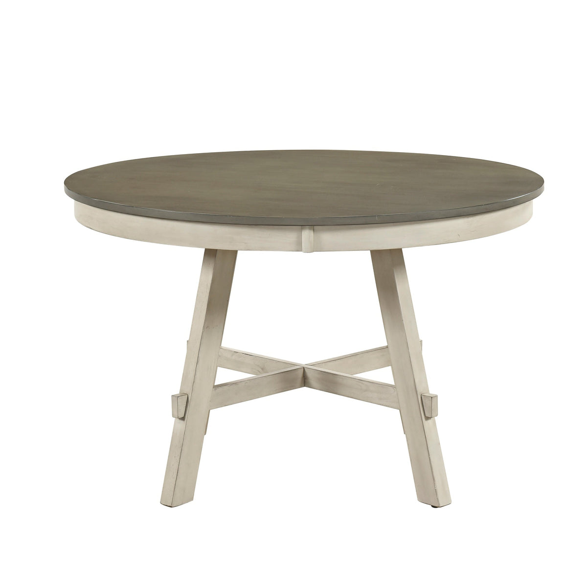 Rustic Antique White and Gray Finish 1pc Round Dining Table Farmhouse Contemporary Wooden Furniture