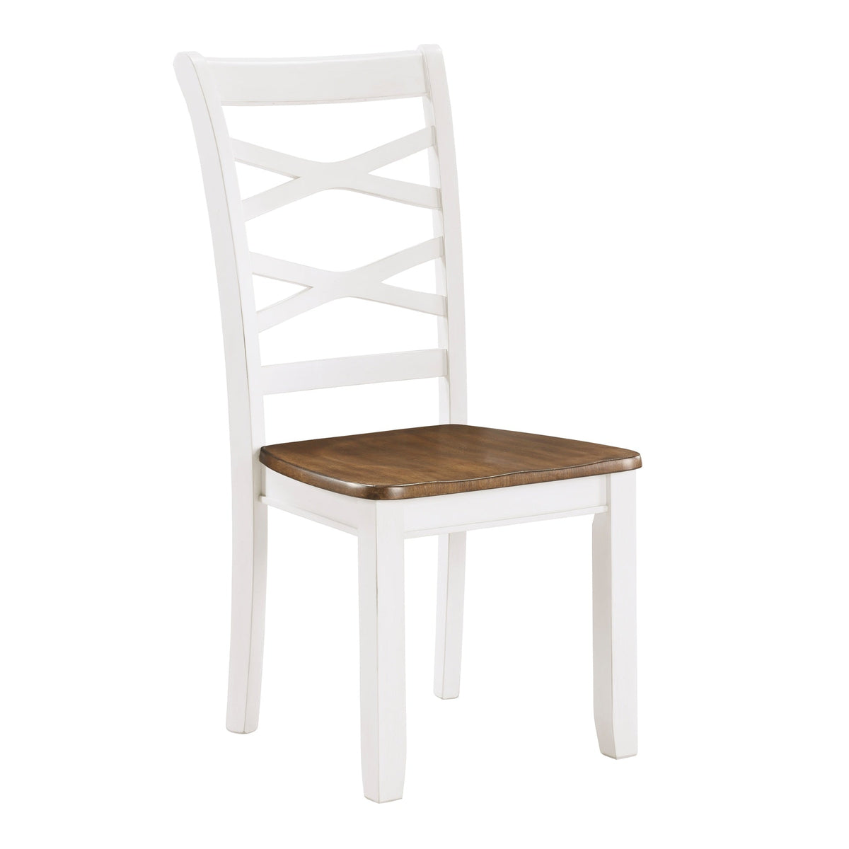 Cherry and White Finish 7pc Dining Set Table and 6 Side Chairs Set Double X-Back Design Wooden Casual Country Style Dining Room Furniture
