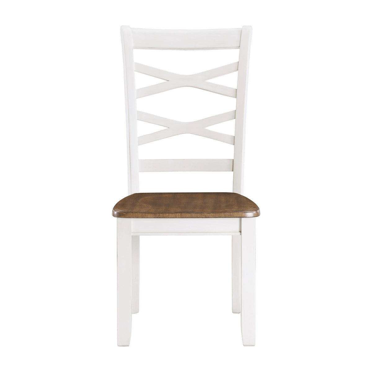 Cherry and White Finish 7pc Dining Set Table and 6 Side Chairs Set Double X-Back Design Wooden Casual Country Style Dining Room Furniture