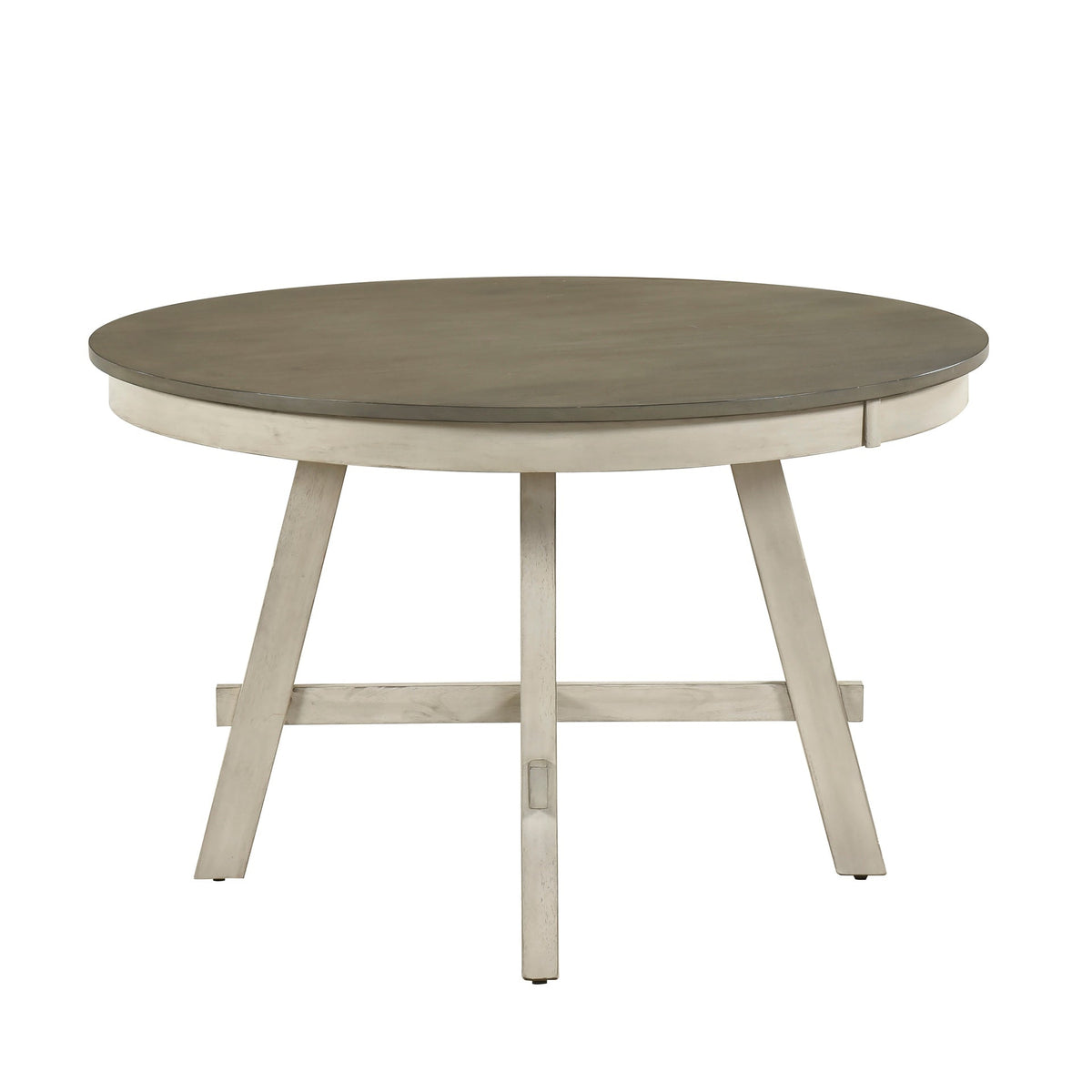 Contemporary Farmhouse Style Round Dining 5Pcs Set Table and 4x Side Chairs Wooden Furniture Antique White Gray Finish