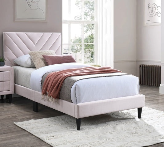 1pc Twin Size Bed Adjustable Headboard Middle Support Legs Light Pink Finish Bedroom Furniture