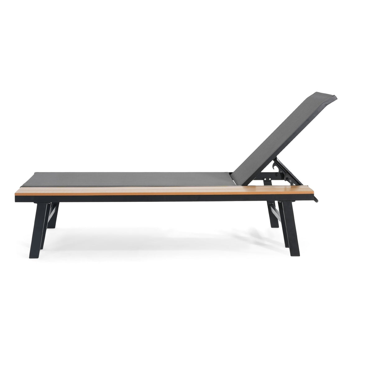 WATERLOO CHAISE LOUNGE WITH ATTACHED WOOD SIDE TABLE, 1PC, (62756.00BLK)
