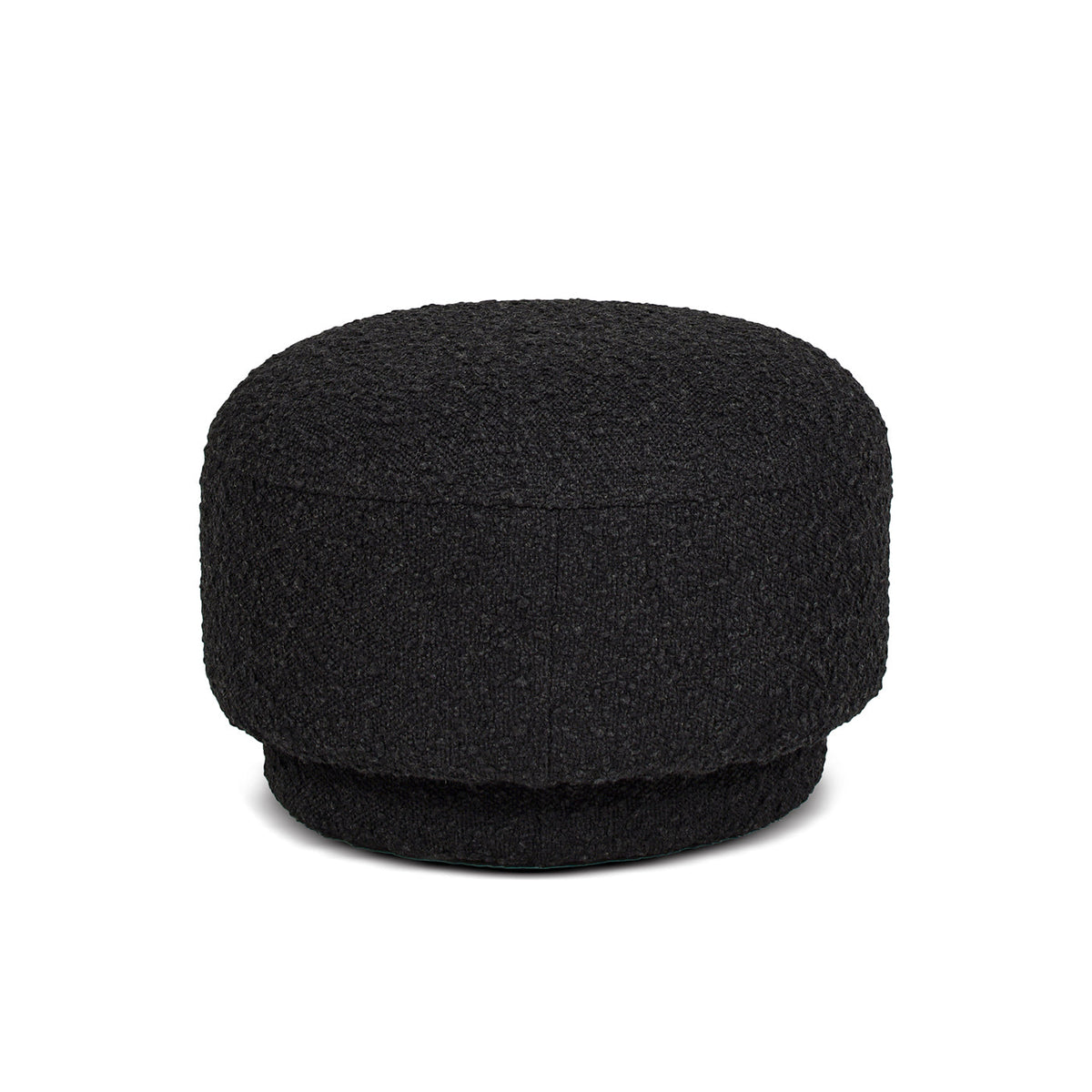 Fuji 15" Mushroom Footstool Ottoman, Ebony Black Boucle