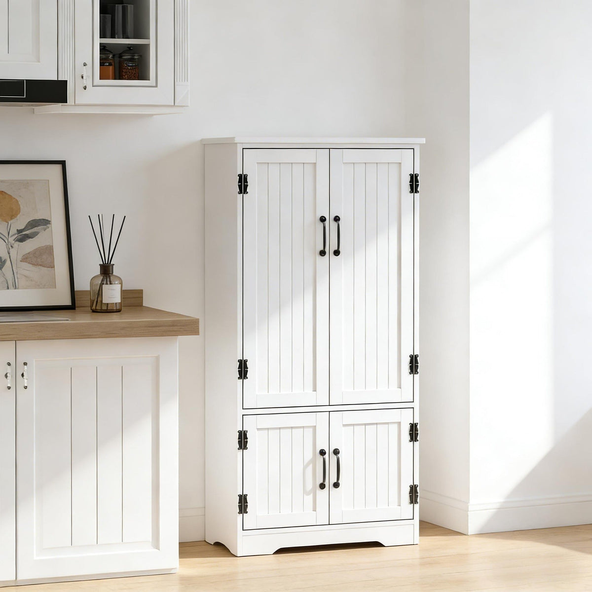 Freestanding Kitchen Pantry Cabinet,Farmhouse Home Cabinet,Accent Floor Storage Cabinet
