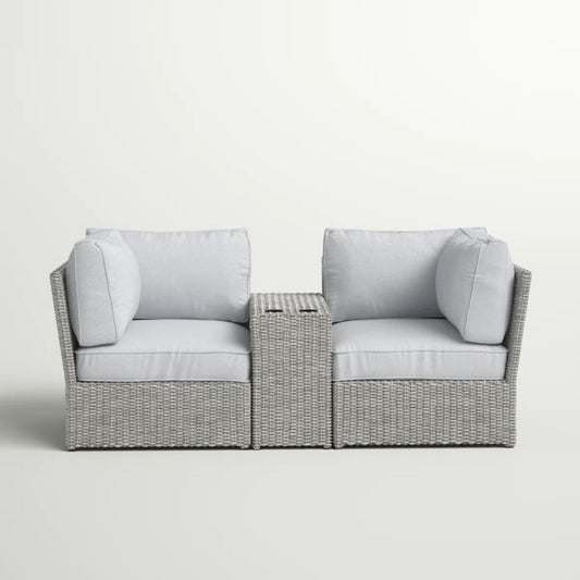 Fully Assembled 2-Person Wicker Patio Sofa Seating Group with Cushions