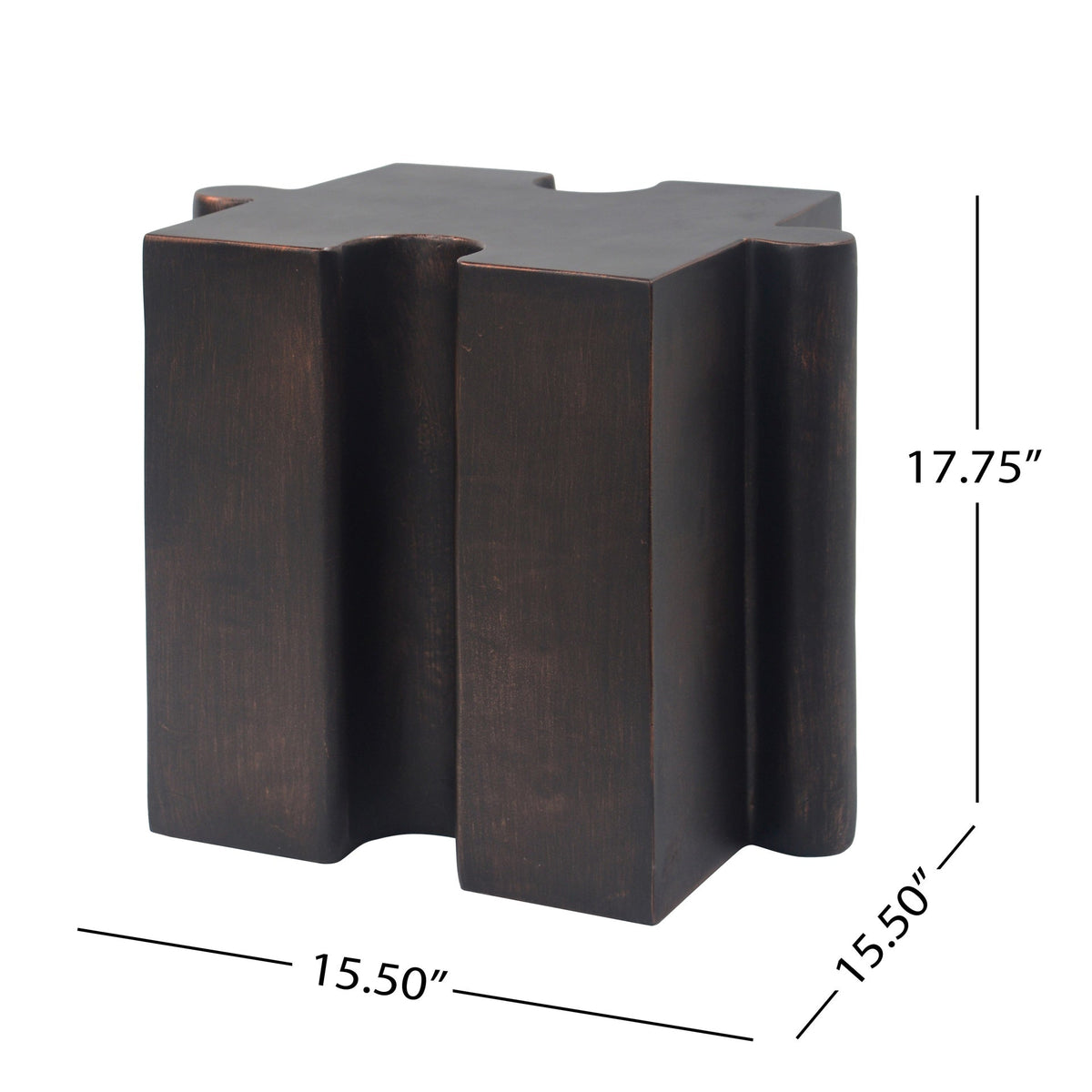 2-Piece Artistic Puzzle Table Set,Modular MGO Side Tables with Interlocking Design (1 Convex & 1 Concave), 200lb Capacity for Indoor & Outdoor, Antique Copper Color