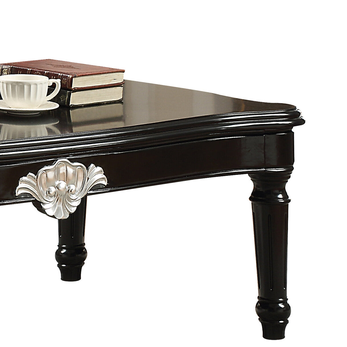 Black Coffee Table with Turned Legs