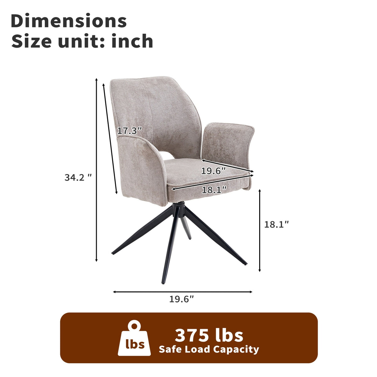 Fabric dining chair set of 2 modern soft cushioned rotating dining chairs, comfortable backrest armchair, kitchen/living room/home office wheelchair,Gray