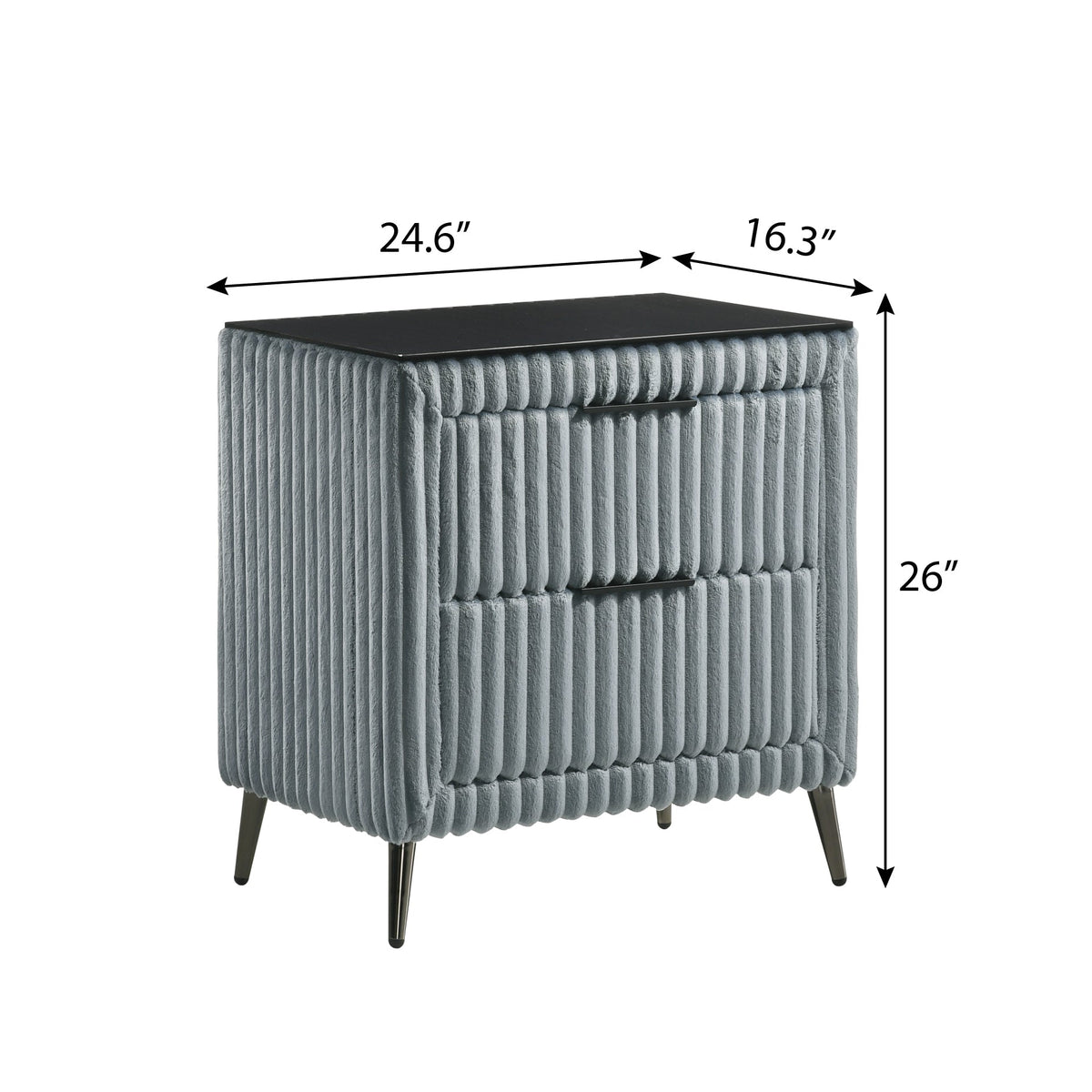Mavela Wide Wale Corduroy Upholstery Nightstand, Blue