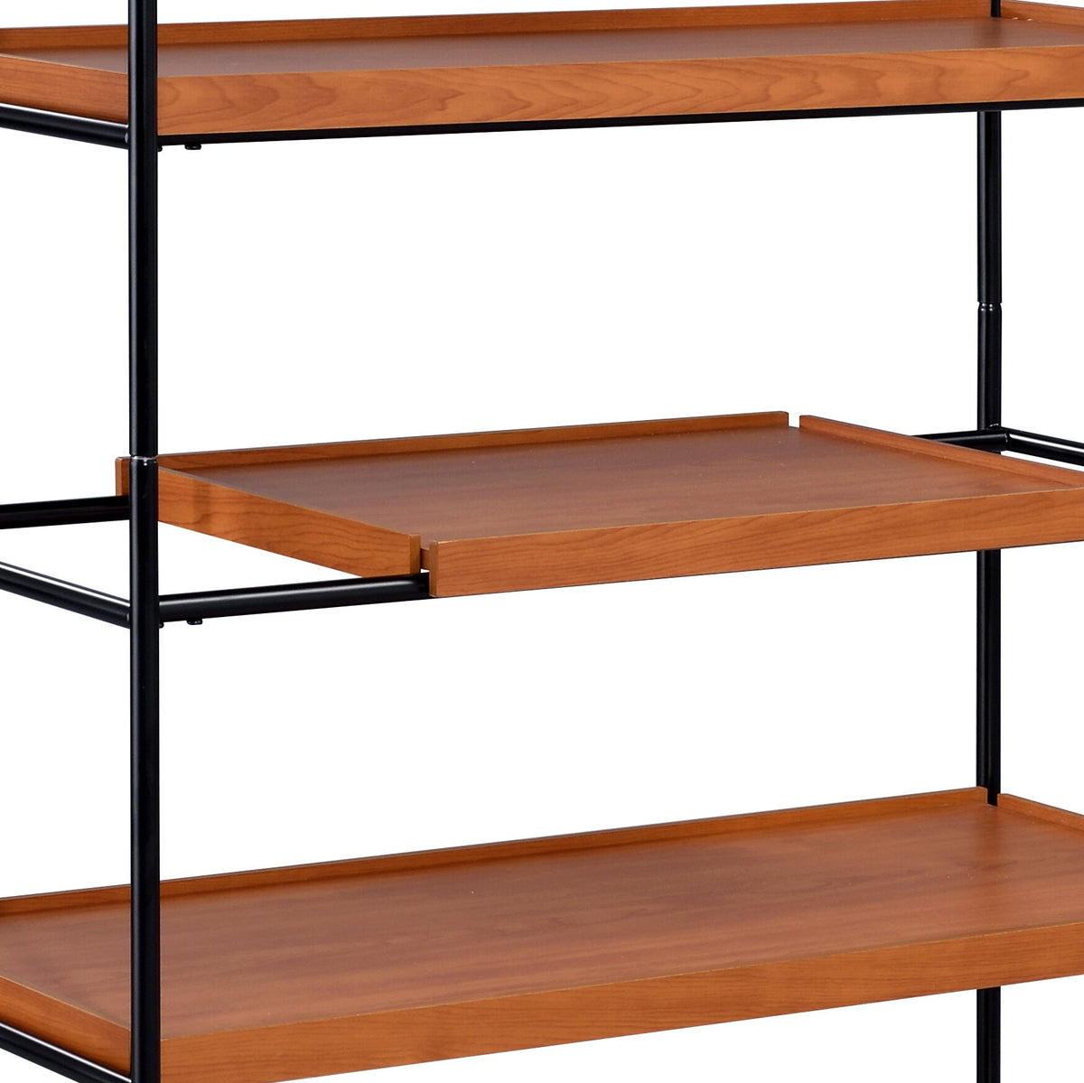 Honey Oak and Black 6-Shelf Bookshelf