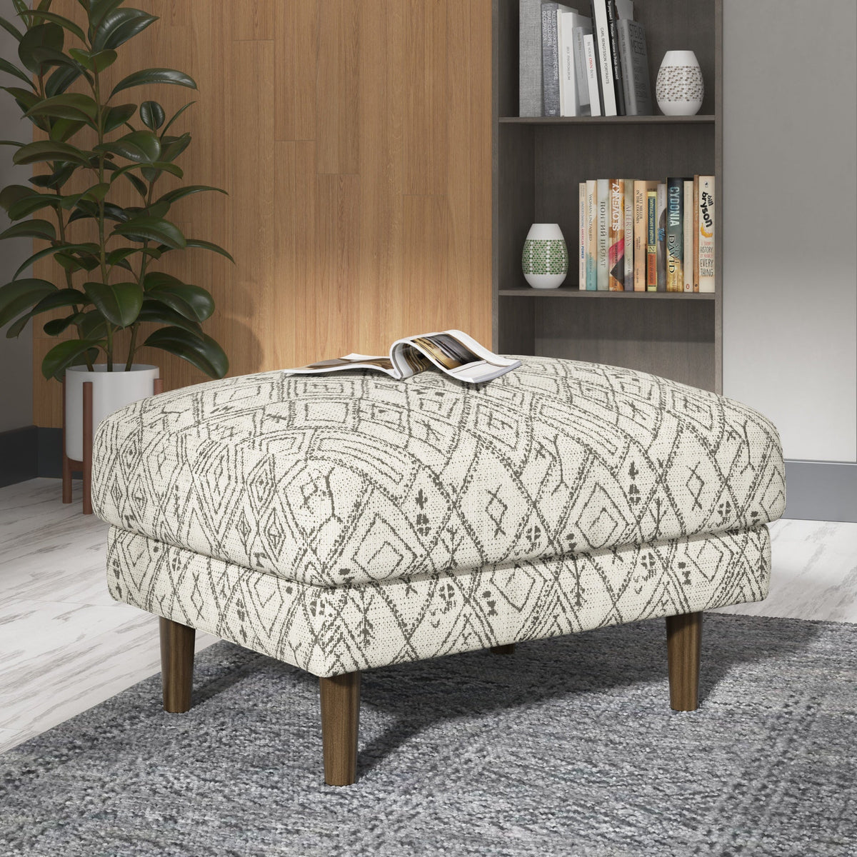 Black Abstract Ottoman