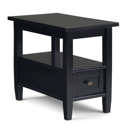 Warm Shaker Solid Wood 14 inch Wide Transitional Narrow Side Table in Black