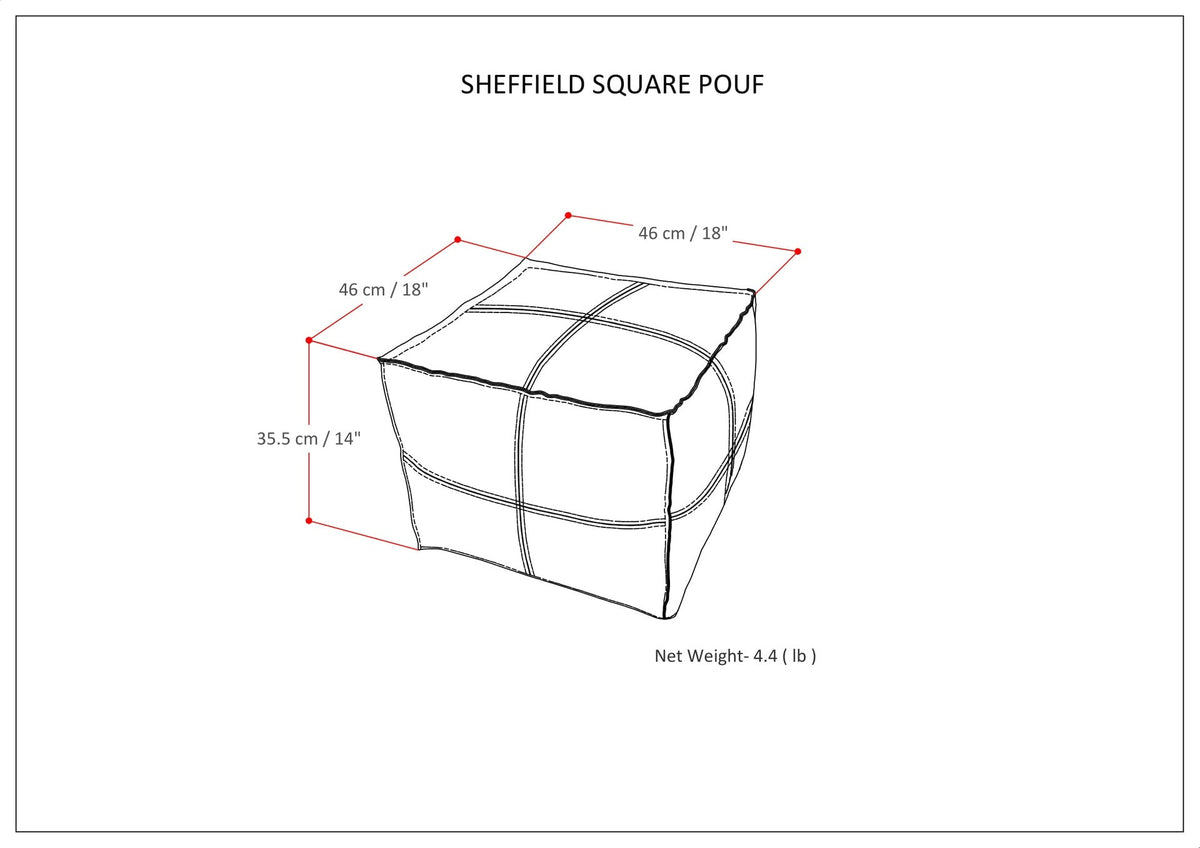 Sheffield - Square Pouf - Brown