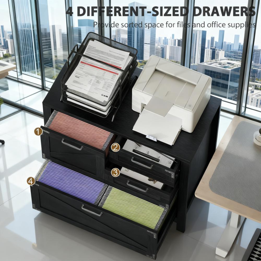 Farmhouse File Cabinet with 4 Drawers Lateral Filing Cabinet