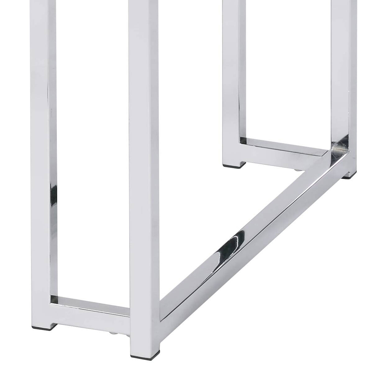 Natural Oak and Chrome End Table with Metal Sled Base